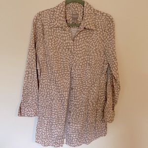 Chicos Tan/Cream 3/4 Sleeve Button Down Sz. 2